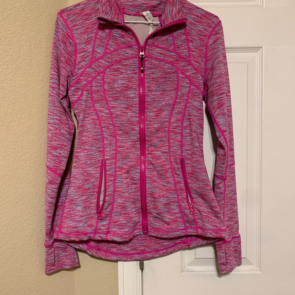Pink and Gray Zip-Up Jacket